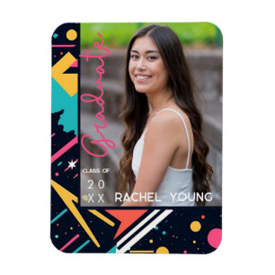 Niedliches farbiges 80er Jahre Retro Bright Abschl Magnet