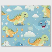 Niedliches farbiges Baby Dinosaurier Geburtstag Geschenkpapier (Flach)