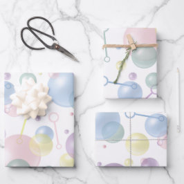 Niedliches, farbiges Bläschenmuster Geschenkpapier Set