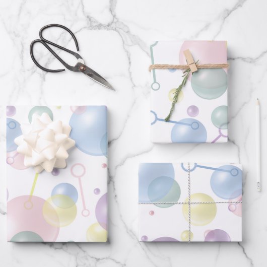 Niedliches, farbiges Bläschenmuster Geschenkpapier Set (Vorderseite)