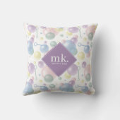 Niedliches, farbiges Bläschenmuster Mit Monogramm Kissen (Rückseite)