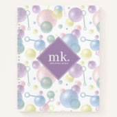 Niedliches, farbiges Bläschenmuster Mit Monogramm Notizblock (Vorderseite)