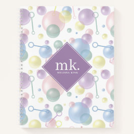 Niedliches, farbiges Bläschenmuster Mit Monogramm Notizblock