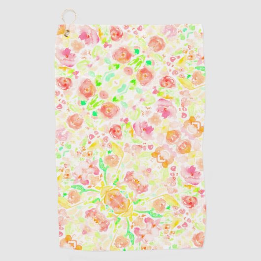 Niedliches, farbiges Blumenmuster Golfhandtuch (Vorderseite)