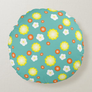 Niedliches farbiges Daisy-Blume-Muster Rundes Kissen
