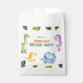 Niedliches farbiges Dinosaurier Kindergeburtstag P Geschenktütchen (Vorderseite)