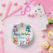 Niedliches farbiges Dinosaurier Kindergeburtstag P Pappteller (Party)