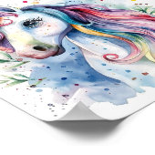 Niedliches farbiges Einhornplakat Poster (Ecke)