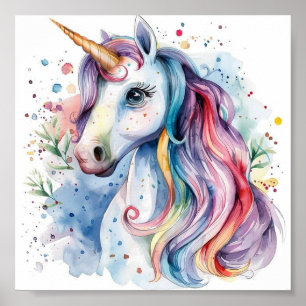 Niedliches farbiges Einhornplakat Poster