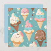 Niedliches, farbiges Eis Einladung (Vorne/Hinten)