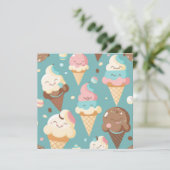 Niedliches, farbiges Eis Einladung (Stehend Vorderseite)