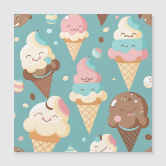 Niedliches, farbiges Eis Magneteinladung (Vorderseite)