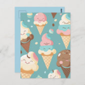 Niedliches, farbiges Eis Postkarte (Vorne/Hinten)