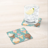 Niedliches, farbiges Eis Rechteckiger Pappuntersetzer (Vor Ort)