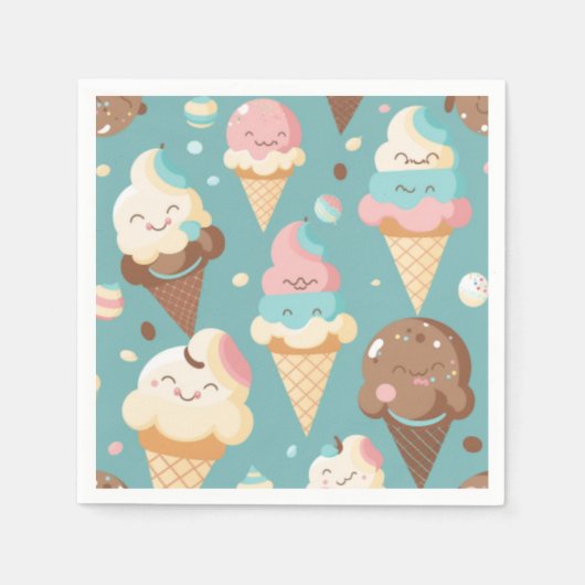 Niedliches, farbiges Eis Serviette (Vorderseite)