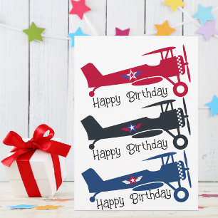 Niedliches farbiges Flugzeug, Junge Geburtstag, Mi Feiertagskarte