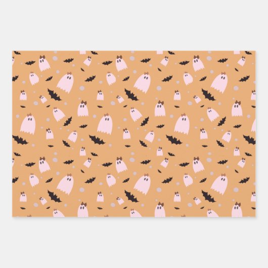 Niedliches farbiges GeisterHalloween Geschenkpapier Set (Vorderseite)