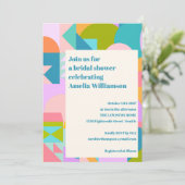 Niedliches farbiges geometrisches Brautparty Einladung (Stehend Vorderseite)