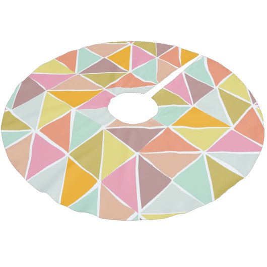 Niedliches, farbiges Handgezeichnetes geometrische Polyester Weihnachtsbaumdecke (Schrägansicht)