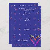 niedliches, farbiges Herz Einladung (Vorne/Hinten)