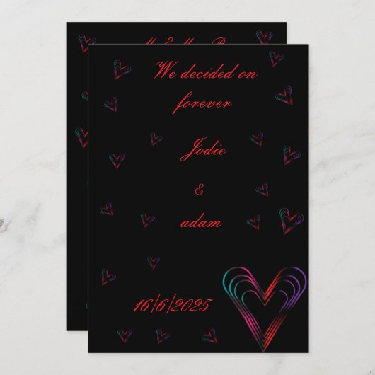 niedliches, farbiges Herz Einladung (Vorne/Hinten)