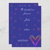 niedliches, farbiges Herz Einladung (Vorne/Hinten)