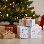 Niedliches farbiges, individuelles Namensgeschenkp Geschenkpapier