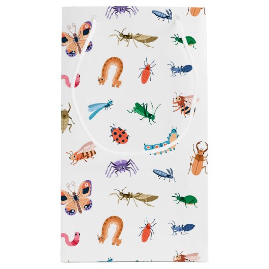 Niedliches farbiges Insektenmuster Kleine Geschenktüte (Rückseite)