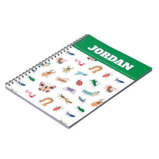 Niedliches farbiges Insektenmuster Notizblock (Linke Seite)