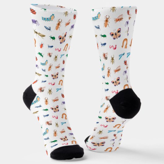 Niedliches farbiges Insektenmuster Socken (Gewinkelt)