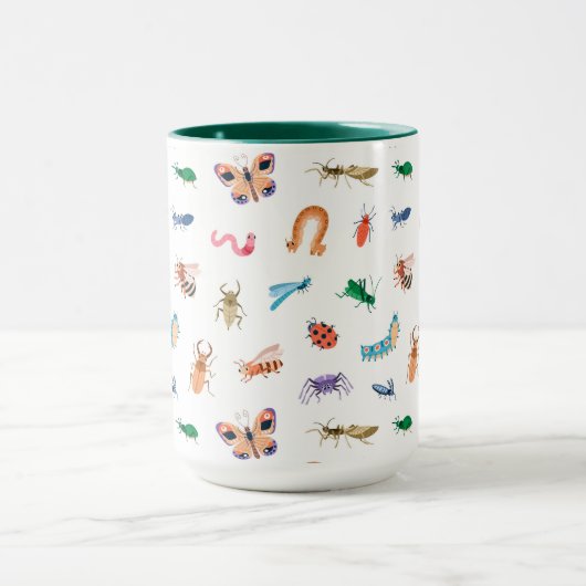 Niedliches farbiges Insektenmuster Tasse (Zentrum)