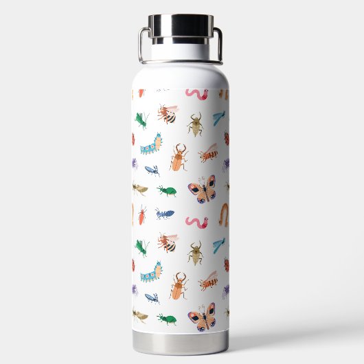 Niedliches farbiges Insektenmuster Trinkflasche (Rückseite)