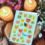 Niedliches, farbiges Katzenmuster GLÜCKLICH GEBURT Karte<br><div class="desc">Handgemachte Karte für Sie! Passen Sie Ihren eigenen Text auf der Vorderseite und innerhalb der Karte an. Karo meinen Shop für viel mehr Farben und Designs!</div>
