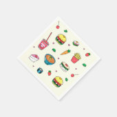 Niedliches, farbiges Lebensmittelmuster auf weiß Serviette (Ecke)