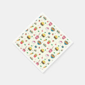 Niedliches, farbiges Lebensmittelmuster auf weiß Serviette (Ecke)