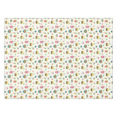 Niedliches, farbiges Lebensmittelmuster auf weiß Tischdecke (Vorderseite (Horizontal))