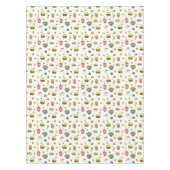 Niedliches, farbiges Lebensmittelmuster auf weiß Tischdecke (Vorderseite)