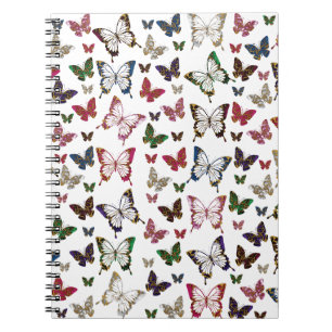 Niedliches, farbiges Marmorbutterfly-Federmuster Notizblock