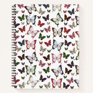 Niedliches, farbiges Marmorbutterfly-Federmuster Notizblock