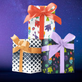 Niedliches farbiges Monster Nahtloses Muster Geschenkpapier Set