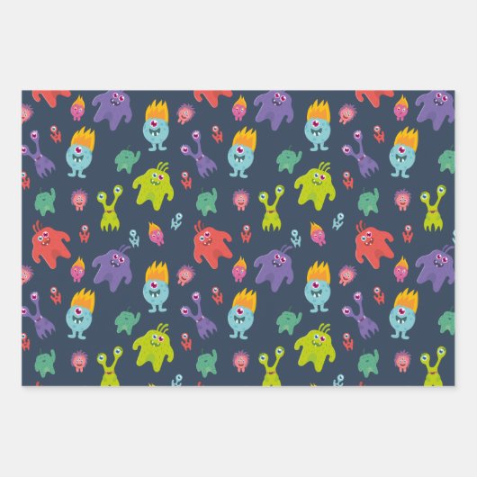 Niedliches farbiges Monster Nahtloses Muster Geschenkpapier Set (Vorderseite 2)
