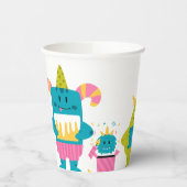 Niedliches farbiges Monster Pappbecher (Links)