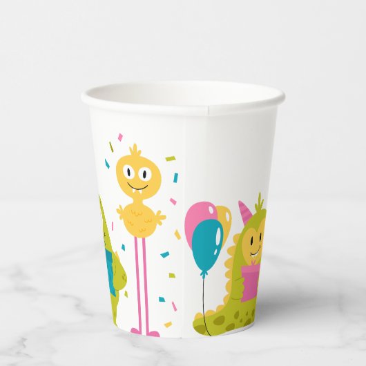 Niedliches farbiges Monster Pappbecher (Rechts)