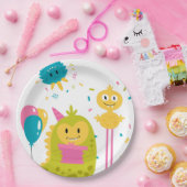 Niedliches farbiges Monster Pappteller (Party)