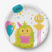 Niedliches farbiges Monster Pappteller (Vorderseite)