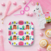 Niedliches farbiges Monster Pappteller (Party)