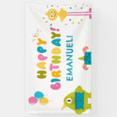 Niedliches farbiges Monster zum Geburtstag Banner (Vertikal)