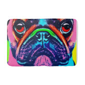 Niedliches Farbiges Mops-Portrait im Pop-Art-Stil Badematte (Vorderseite)