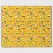 Niedliches, farbiges Muster auf Gelb Geschenkpapier (Flach)