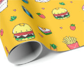 Niedliches, farbiges Muster auf Gelb Geschenkpapier (Rolleneckpunkt)